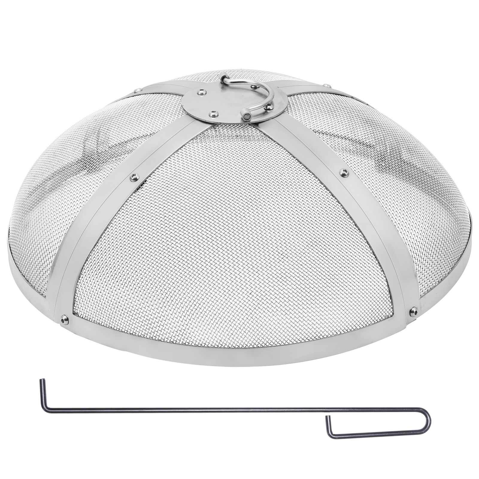 VEVOR 27″ Round Fire Pit Spark Screen Cover Lid Stainless Steel Wood Burning