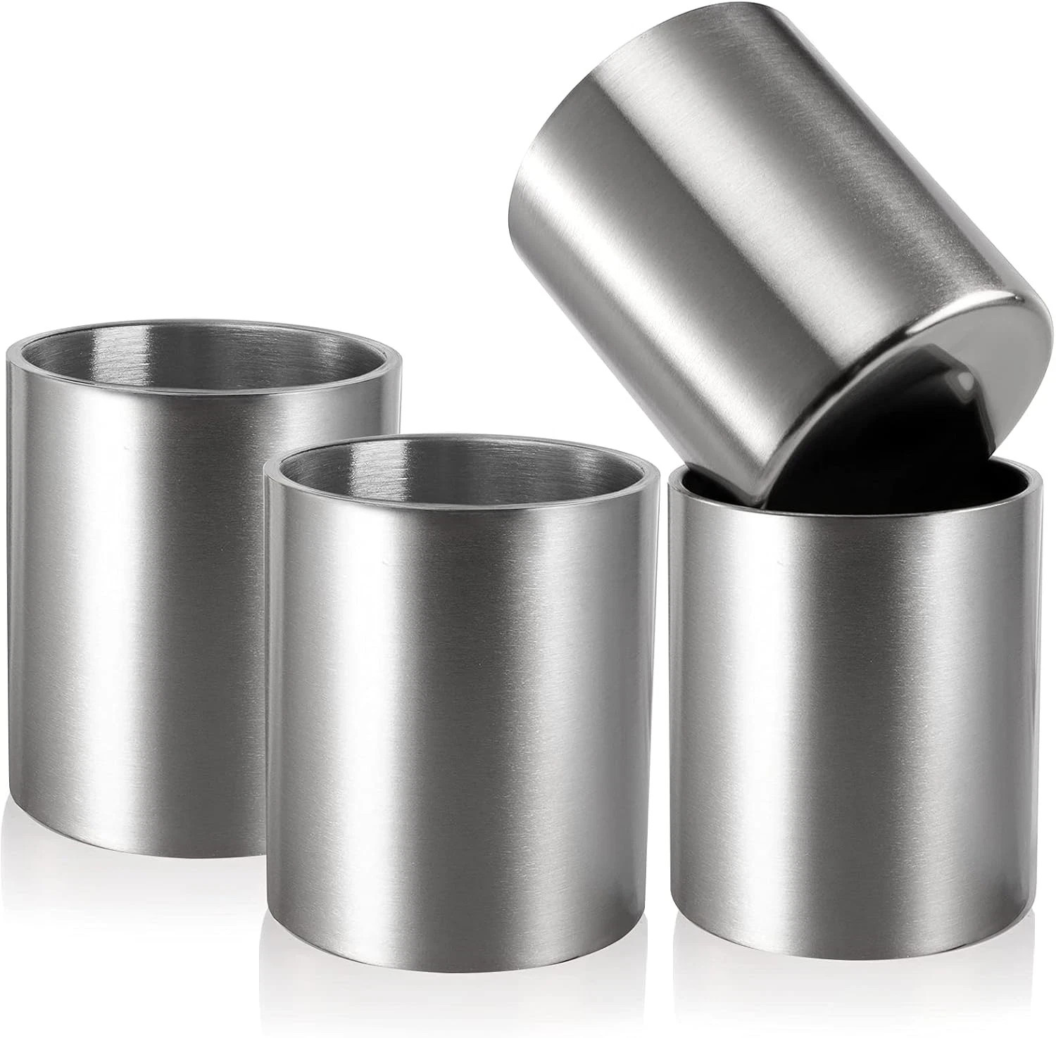 4Pcs Stainless Steel Whiskey Glass, 10 Oz Double Walled Insulated Tumbler, Unbre