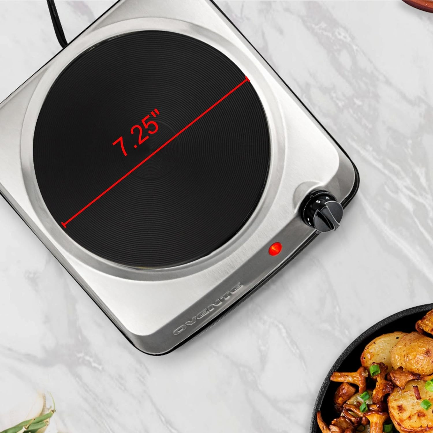 Electric Countertop Single Burner, 1000W Cooktop with 7.25 Inch Cast Iron Hot…