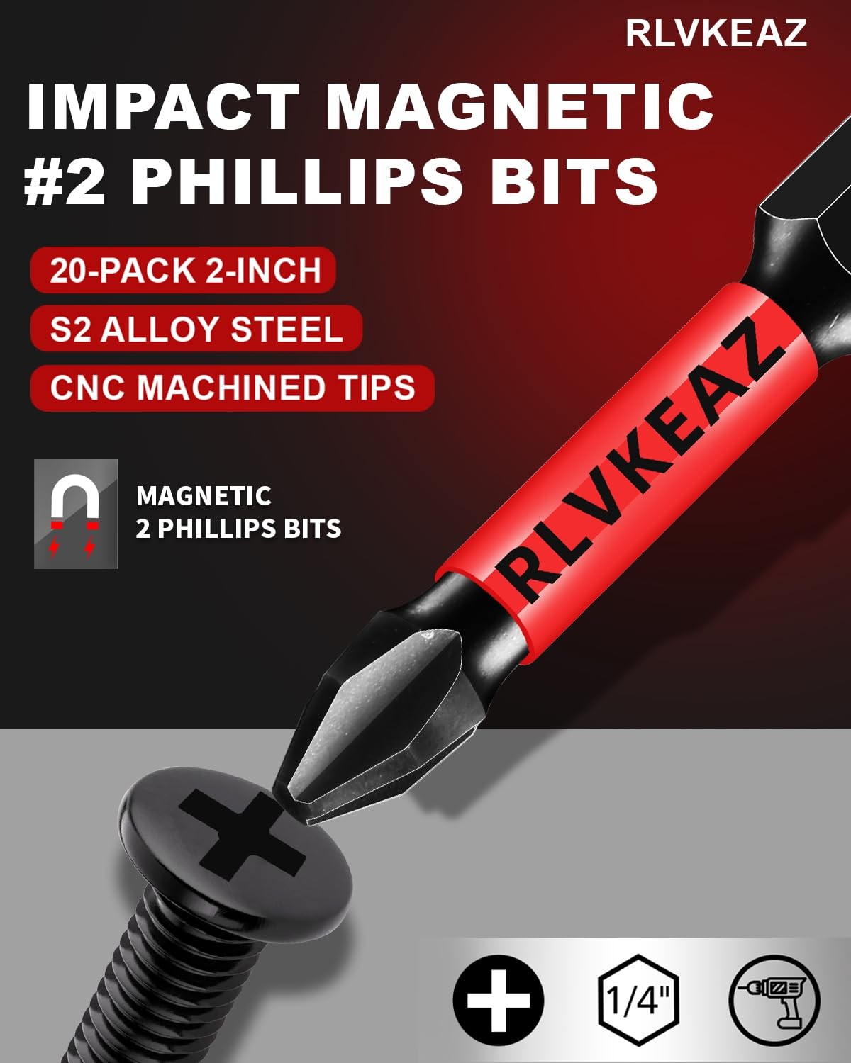 20-PCS Phillips Bits 2 Impact, Magnetic 2 Phillips Head Drill Screwdriver Bi…