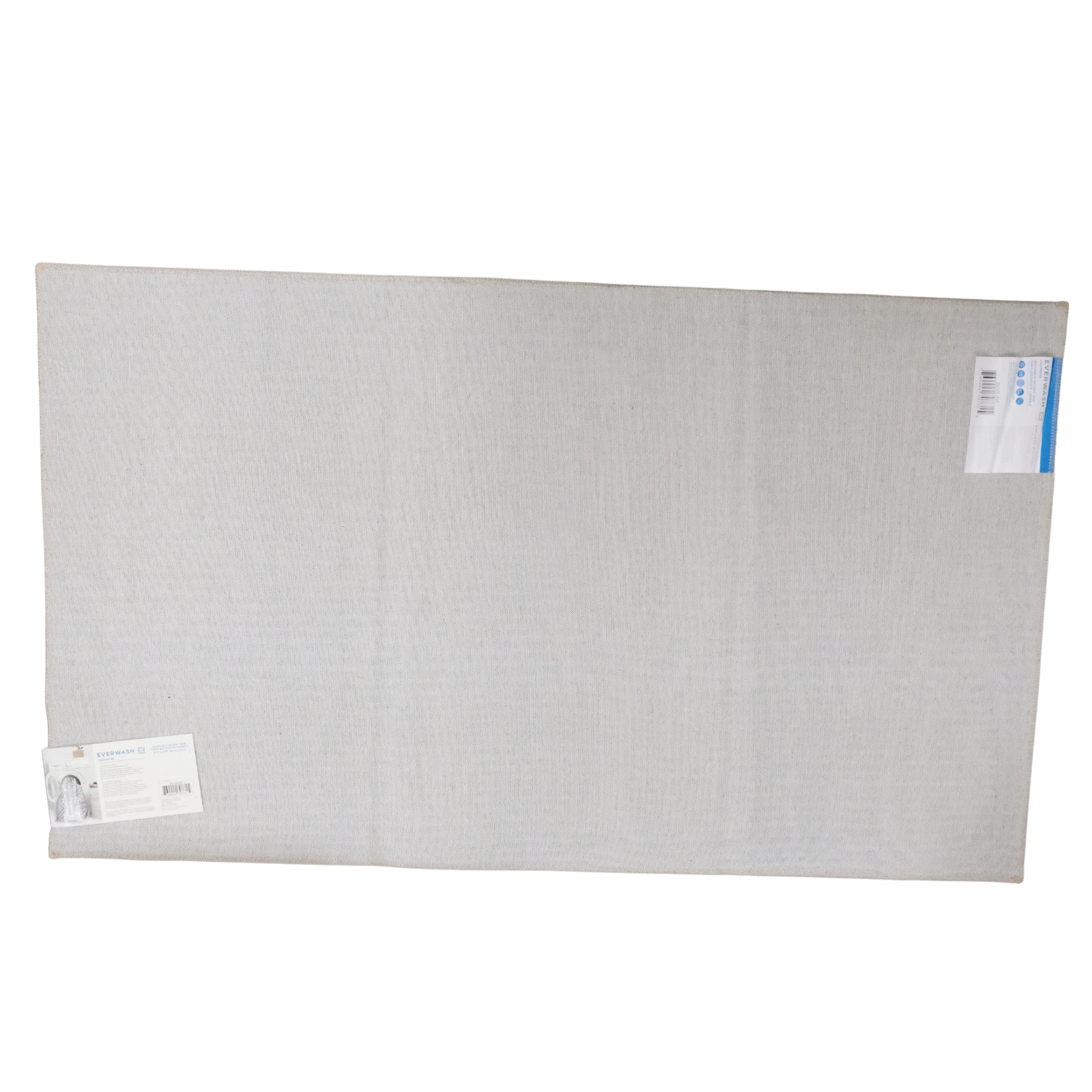 EVERWASH Light Grey Cashmere Washable Accent Rug 3FTx5FT Anti-Slip 91cm x 153cm