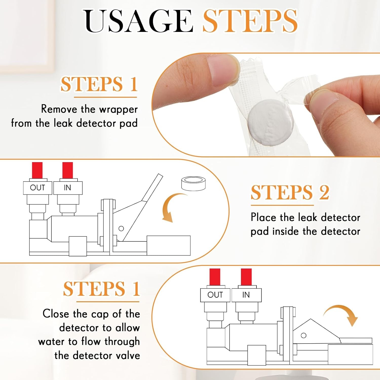 10 Pcs Replacement Pads for Automatic Leak Detectors in Under Sink Reverse Osmos