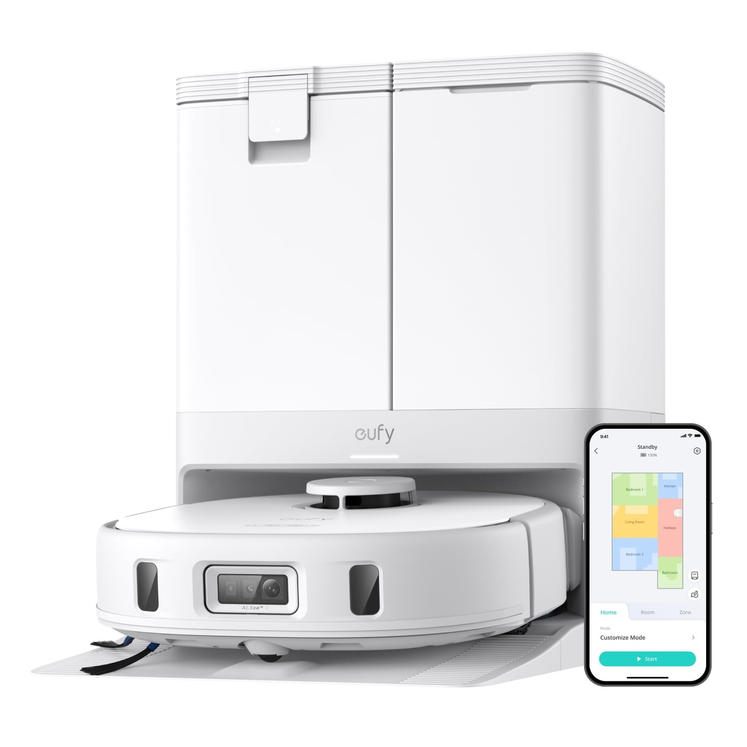 eufy refurbished X10 Pro Omni White Robot Vacuum and Mop Combo All in One Statio