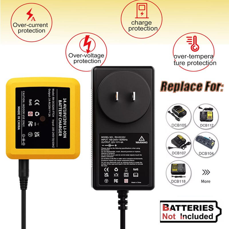 5.0Ah 8.0Ah Battery / Charger For DeWalt 20V Max Lithium Ion DCB201 DCB206-2 new
