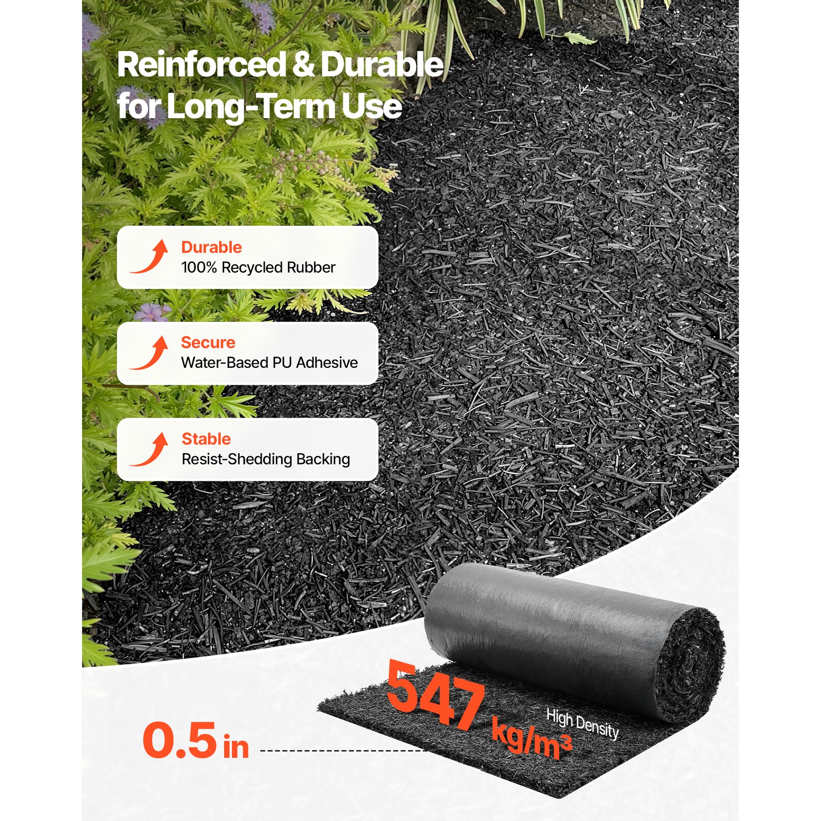Uimoso Rubber Mulch Roll 96 x 24in for Landscaping Garden Pathway Mat 2 Rolls