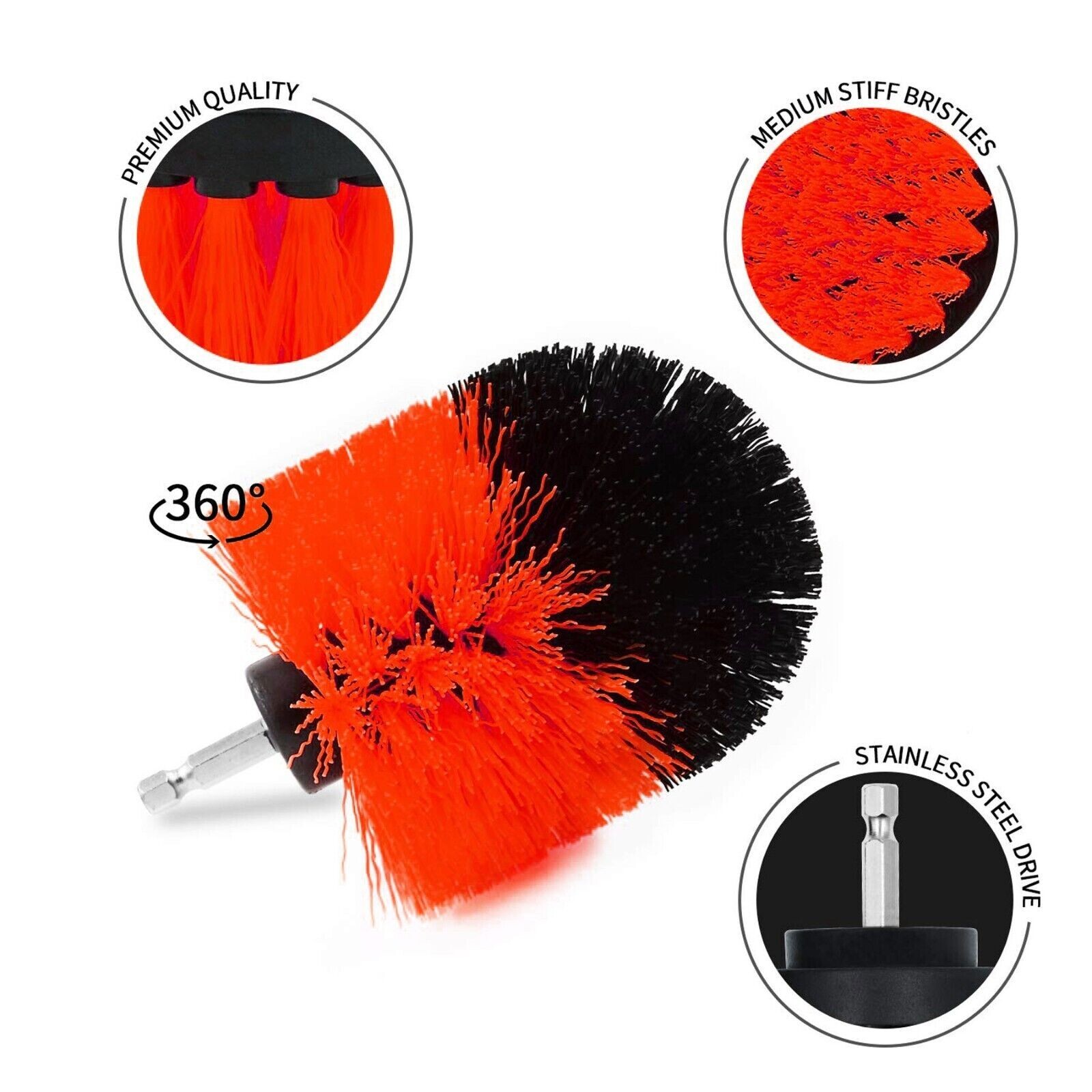 3 Drill Brush Set Power Scrubber Drill Attachment For Carpet Tile Grout Cleaning