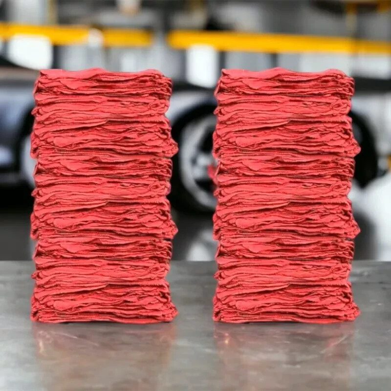 100% Cotton X-Large 15×15 Red Shop Towels Multiple Pack, Quality Cleaning Rags