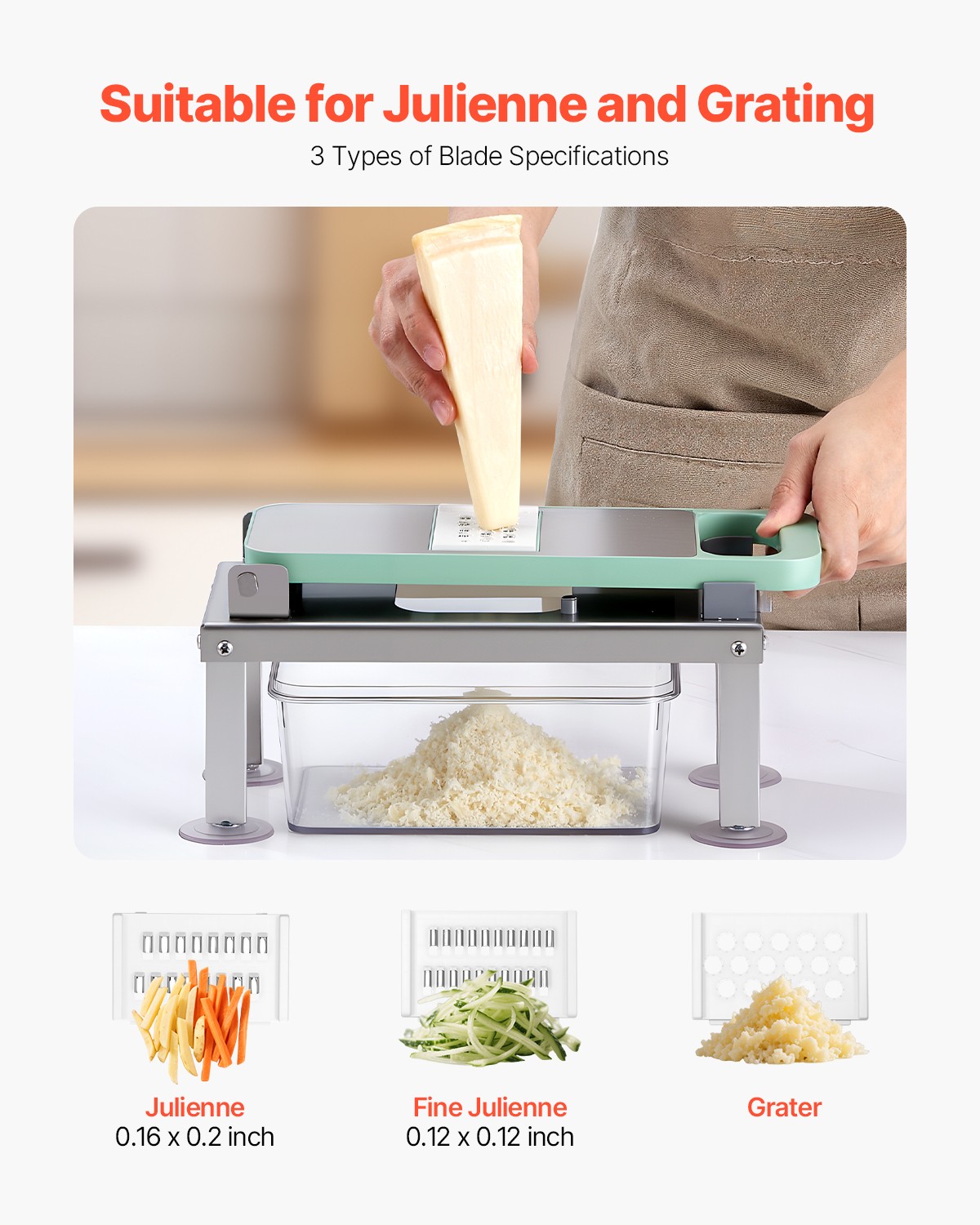 VEVOR Vegetable Chopper Mandoline Slicer All-in-1 Food Veggie Cutter 8 Blades
