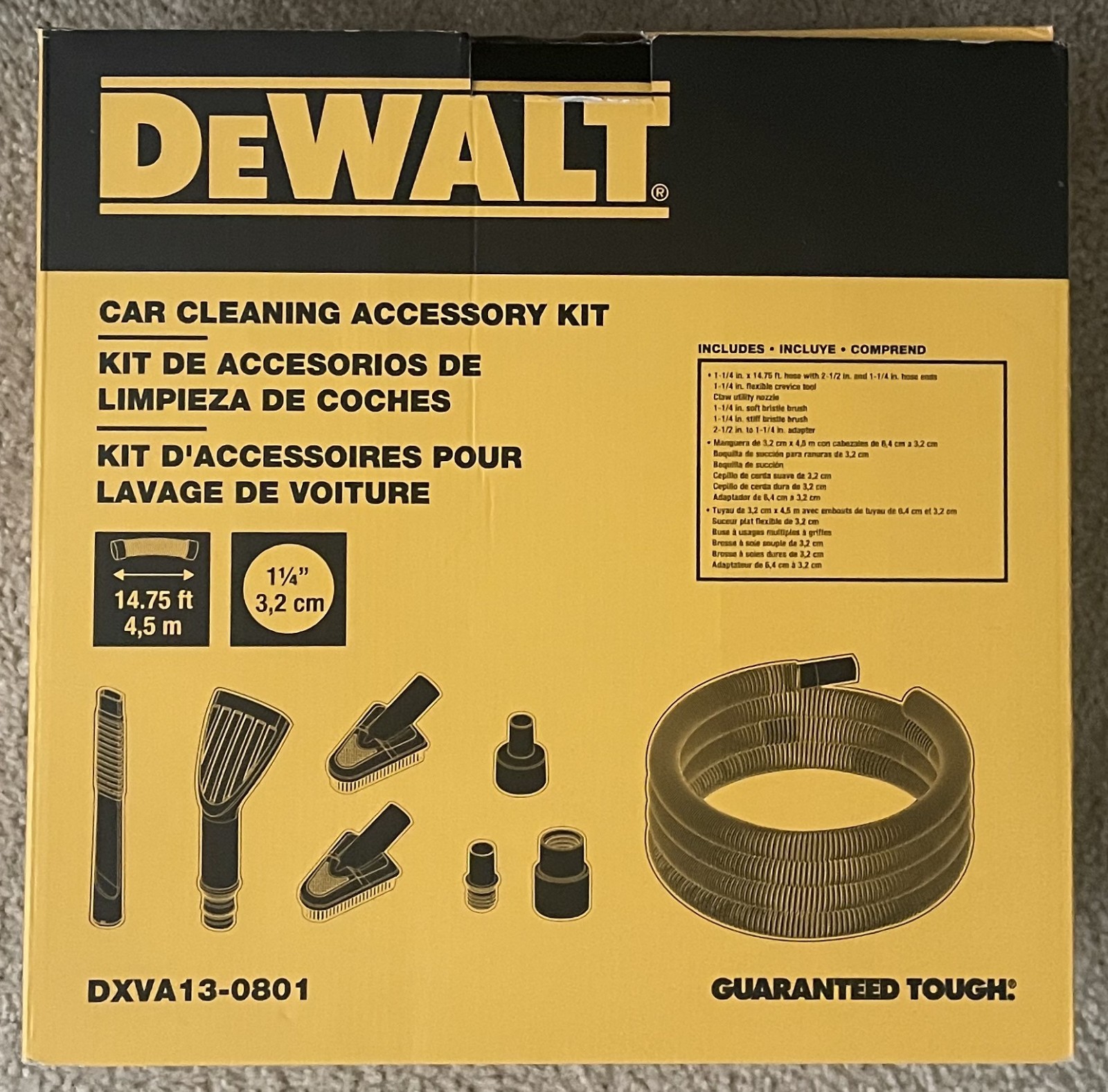Dewalt 1.25 in. – 2.5 in. Car Cleaning Accessory Kit for Wet/Dry Shop Vacuums