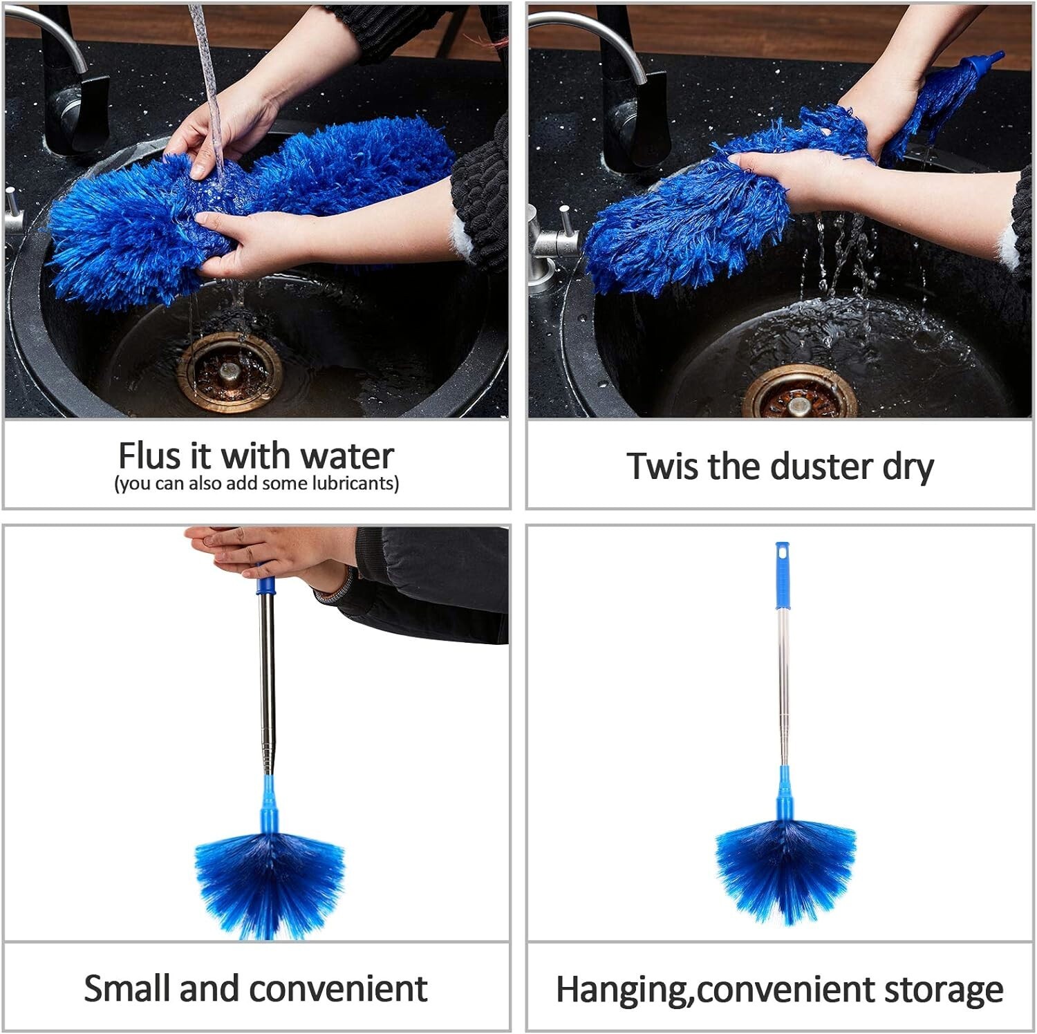 Microfiber Ceiling Fan Duster & Cobweb Cleaning Brush Cleaner Kit Extension Pole