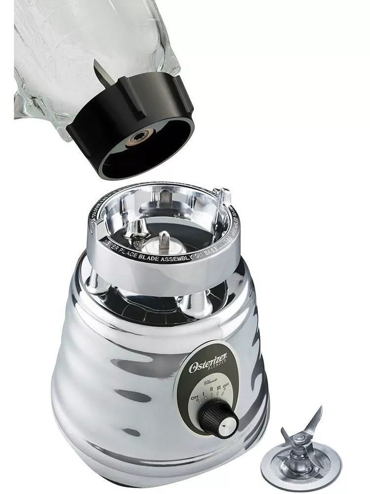 Oster Original 1000 Watt Durable Chrome Blender All Metal Drive 5 Cup Glass Jar