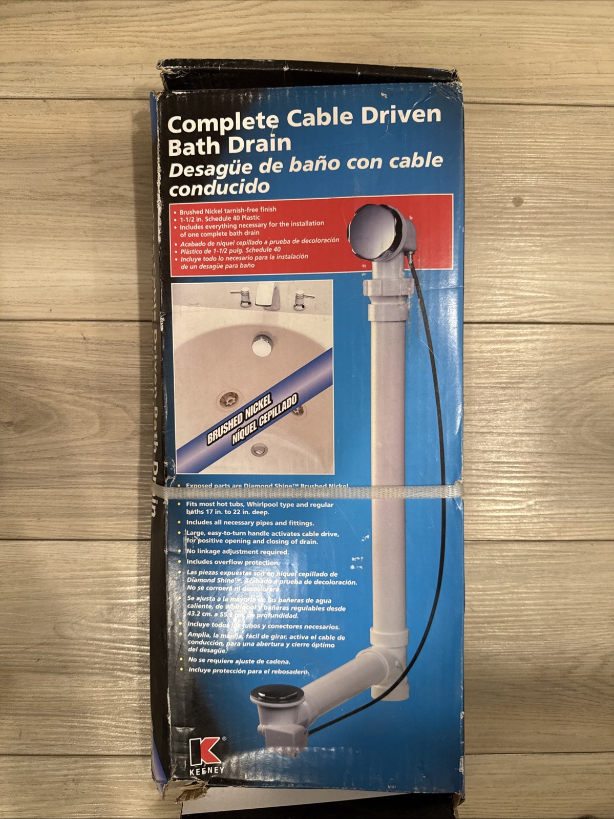 Keeney 1.5-in Cable Drive Bathtub Drain Kit Brushed Nickel PVC