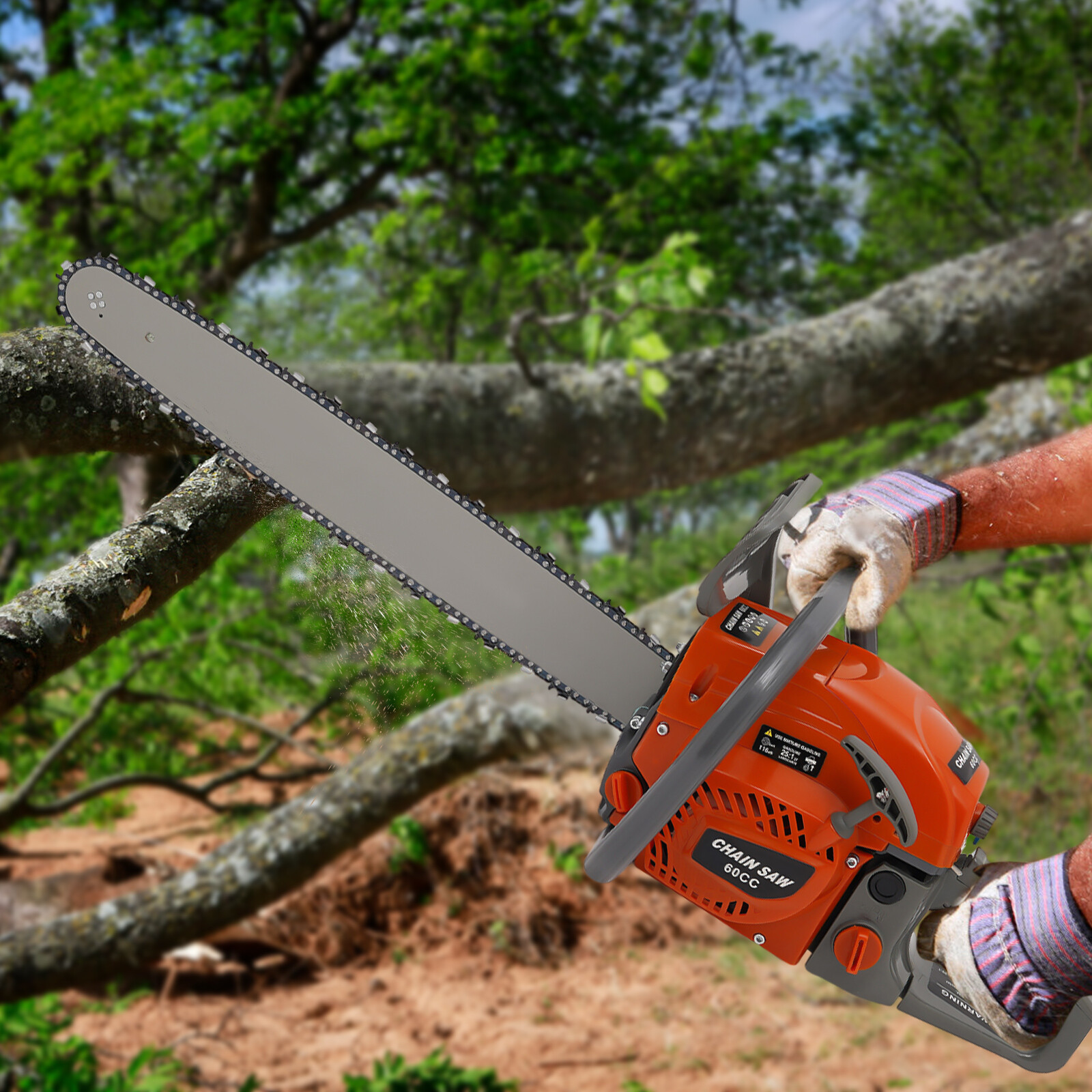 2-Stroke Gasoline Chainsaw 60 CC 22″ Bar Power Engine Wood Cutting Gas Chain Saw