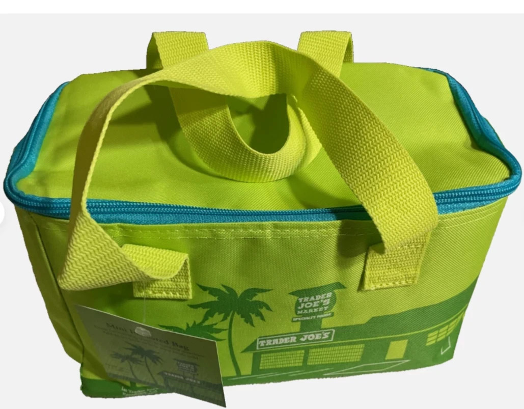 Trader Joe’s Mini Insulated Bag Neon Green with Blue Zipper, Summer 2026 Release