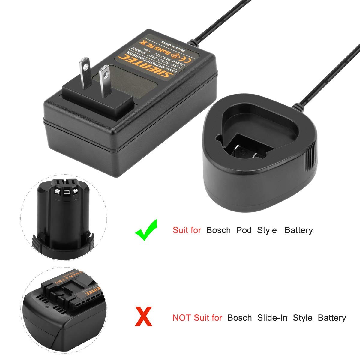 10.8V and 12V 3.5Ah Battery Charger Compatible with Bosch BAT411