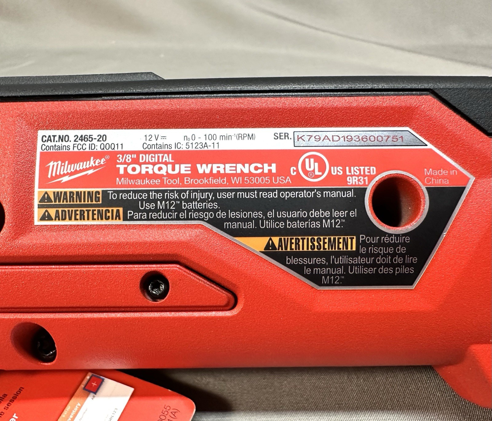 Milwaukee 2465-22 2465-20 M12 Digital Torque Wrench 3/8″ in Case w/ 2 Batteries