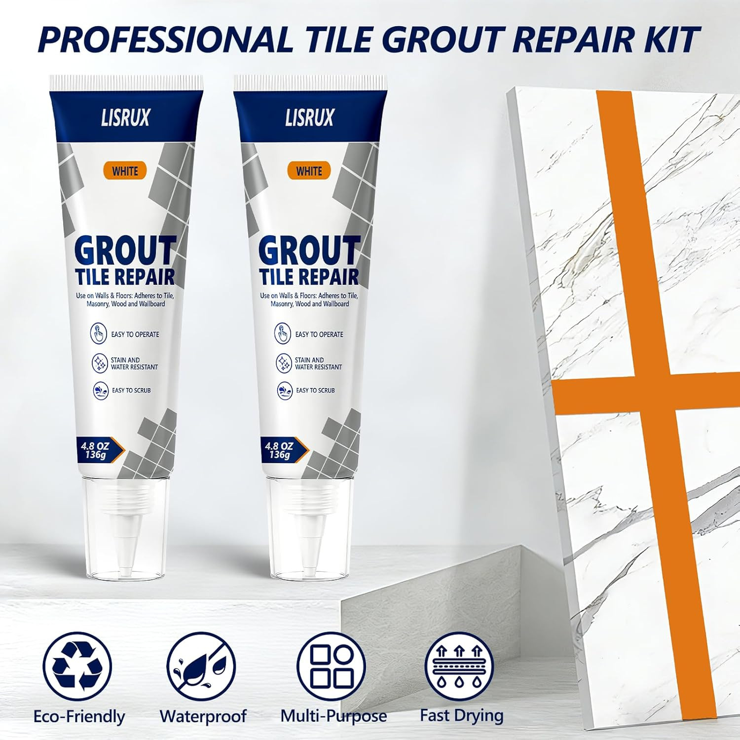 Tile Grout Repair Kit, 4 Pack Fast Drying Grout Filler for Shower, Bathroom & Ki