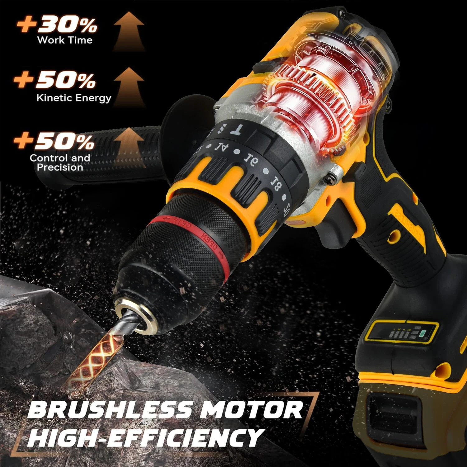 1/2″ Brushless Cordless Hammer Drill/Driver For DEWALT 20V MAX Battery 2-Speed