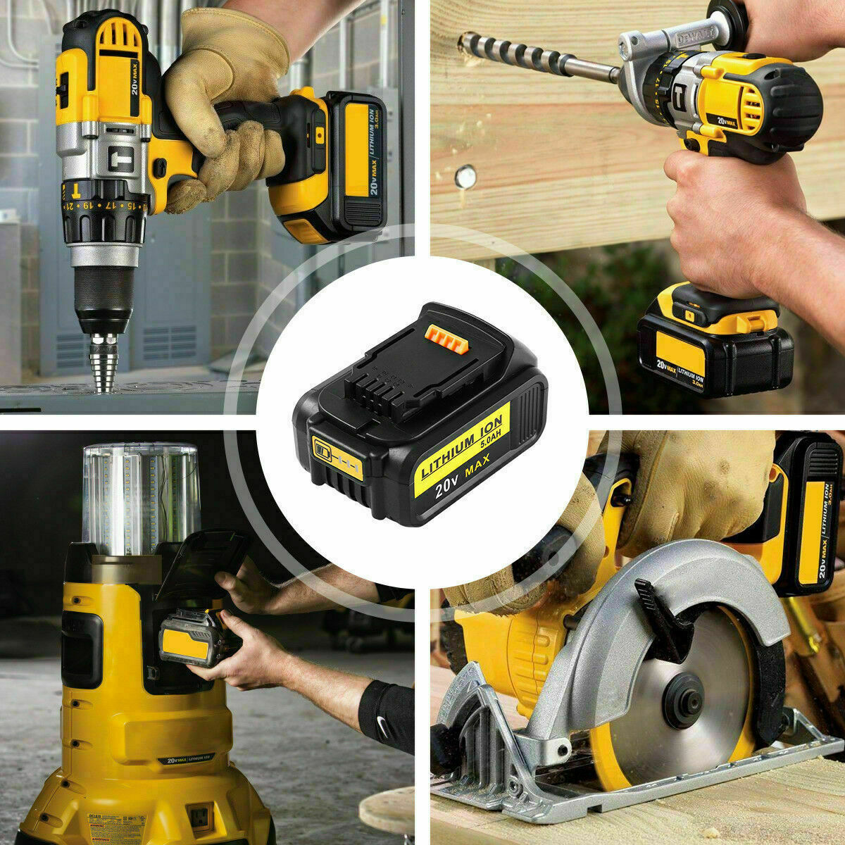 20V For DeWalt 20 Volt Max 5.0 Ah Lithium Ion Battery DCB206-2 DCB205-2 tools