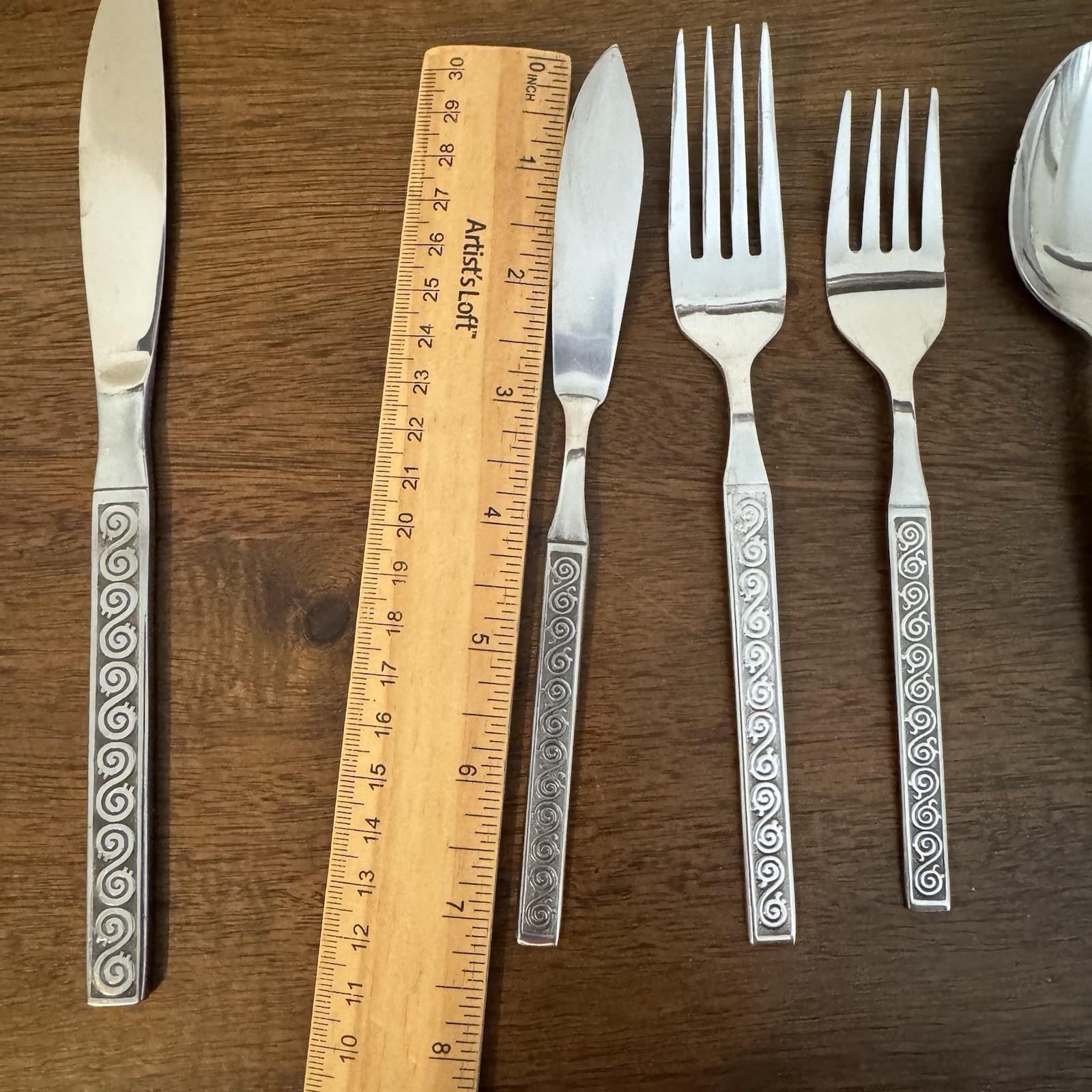 Vtg 55 Pcs LIFETIME CUTLERY stainless Flatware & Serving Pcs mid century pattern