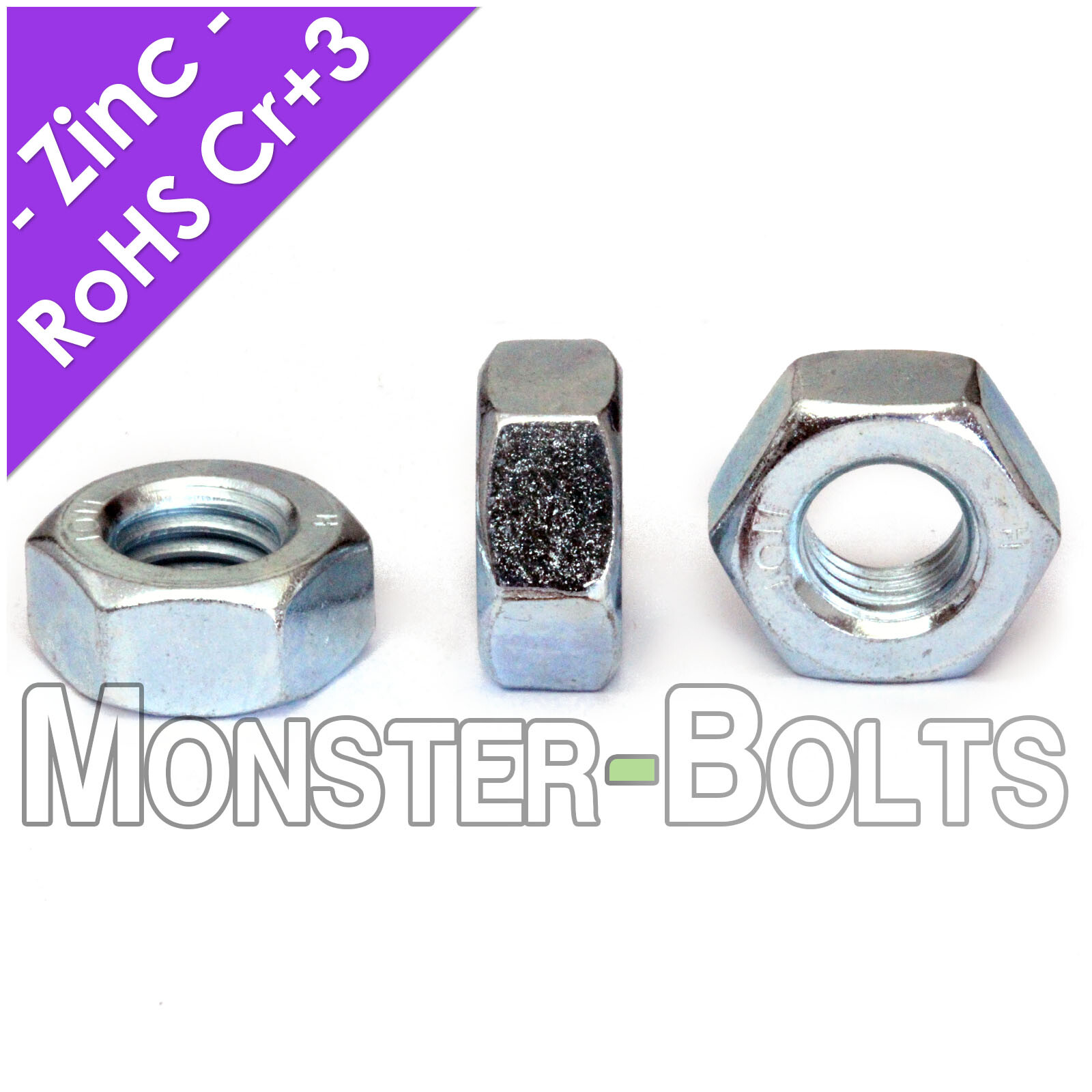 Finished Hex Nuts, Grade 5 Zinc Plated Steel, 1/4″, 5/16″, 3/8″ Coarse & Fine