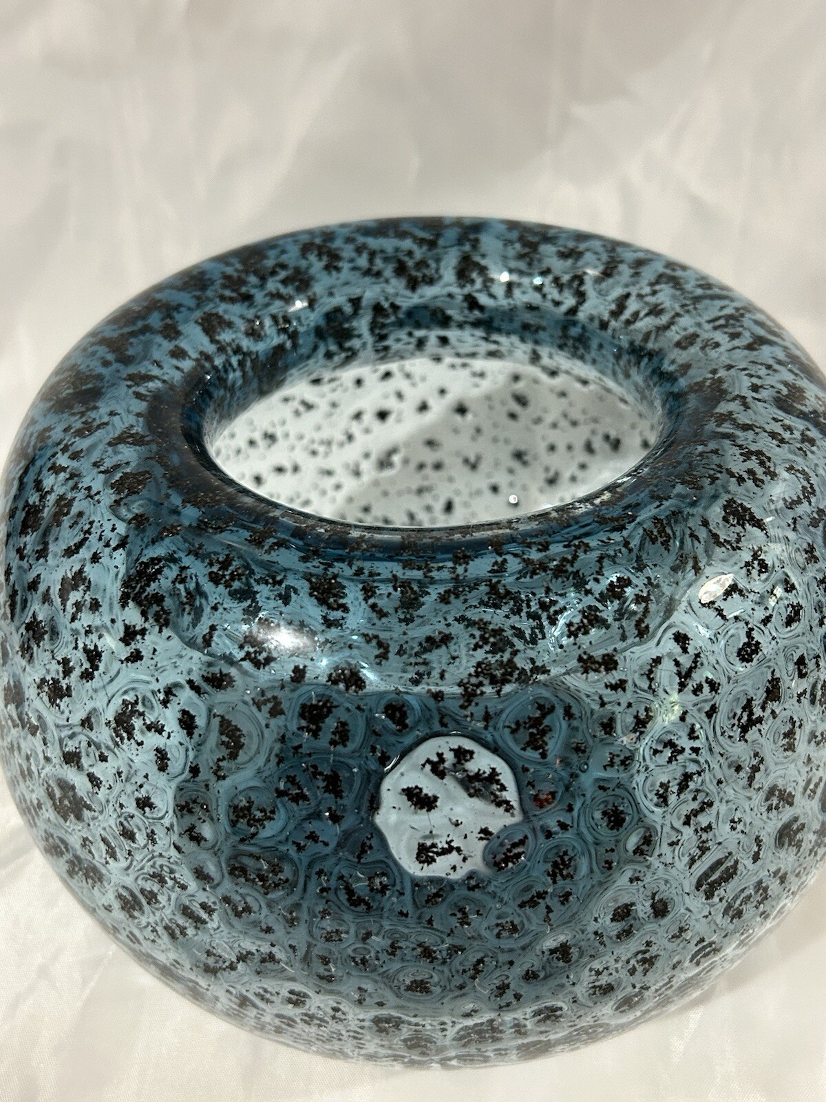 Hand Blown Dimpled Glass Pendant Light Blue Brushed Nickel Any Room