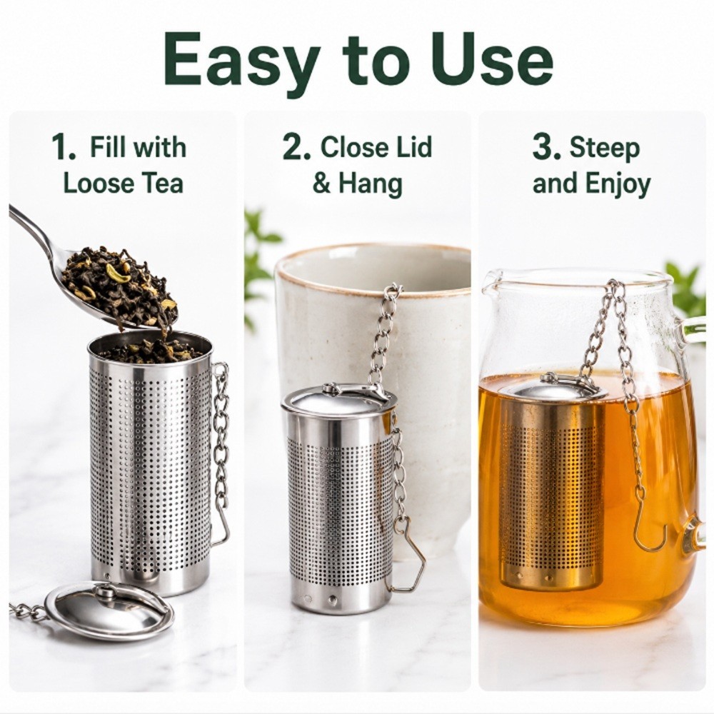 2-Pack Stainless Steel Tea Infuser Strainer Set – Fine Mesh Ball with Chain Hook