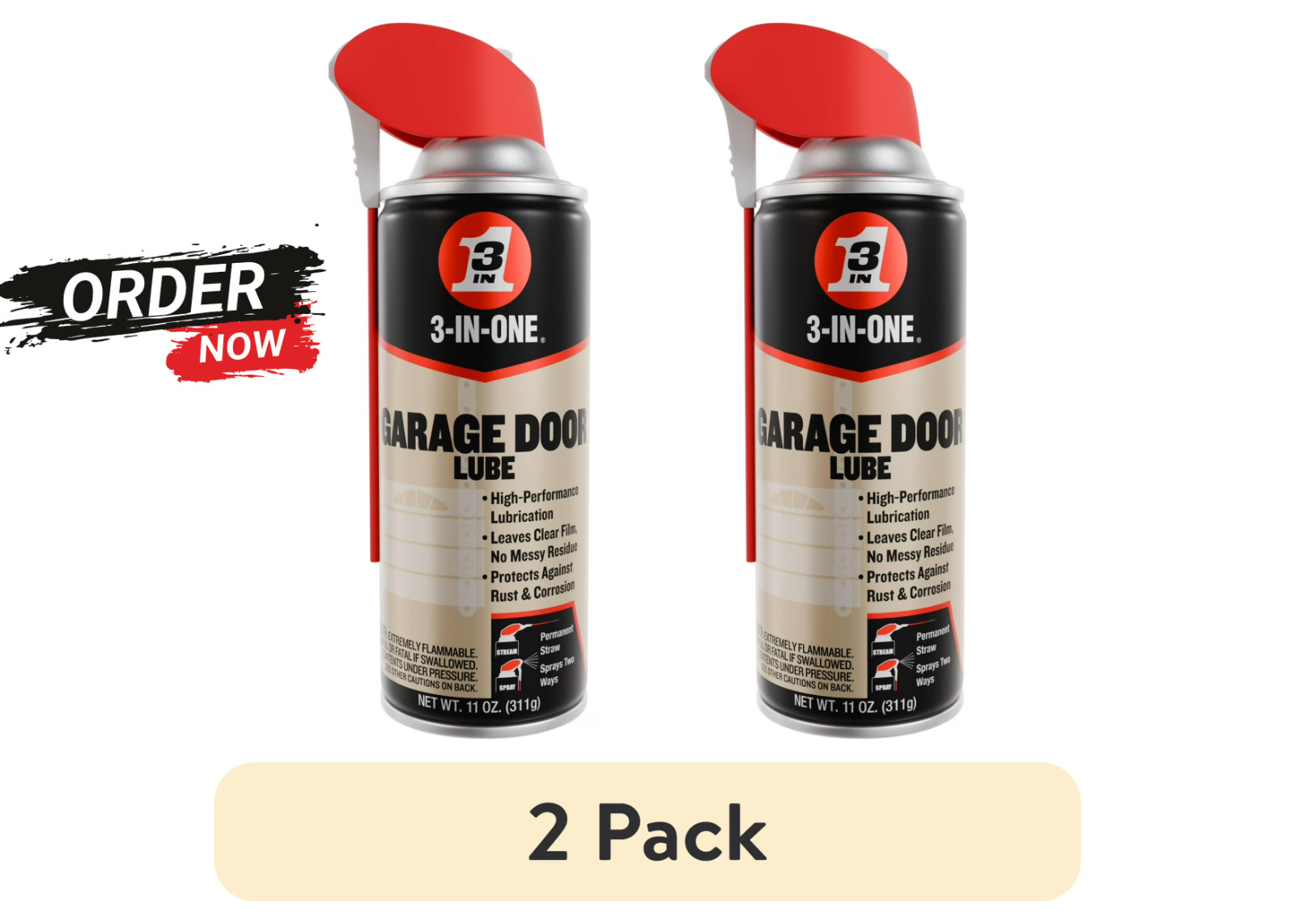 3-IN-ONE Professional Garage Door Lubricant with Smart Straw Sprays 2 Ways 11 oz