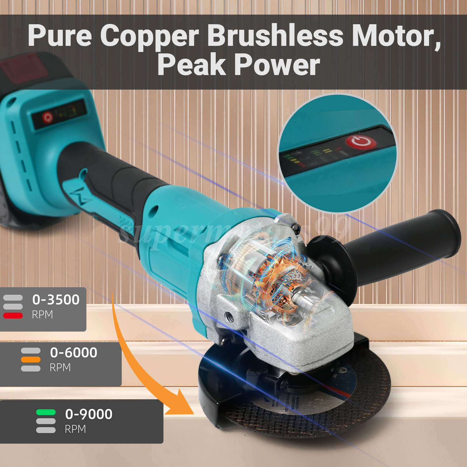 Cordless 4 1/2-Power Angle Grinder for Makita 21V Max Battery Brushless 9000 RPM
