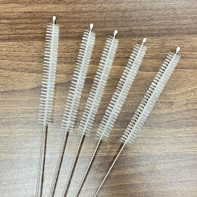5 Pcs Extra Long Straw Cleaner Brushes Stainless Steel Reusable Easy Clean Tubes