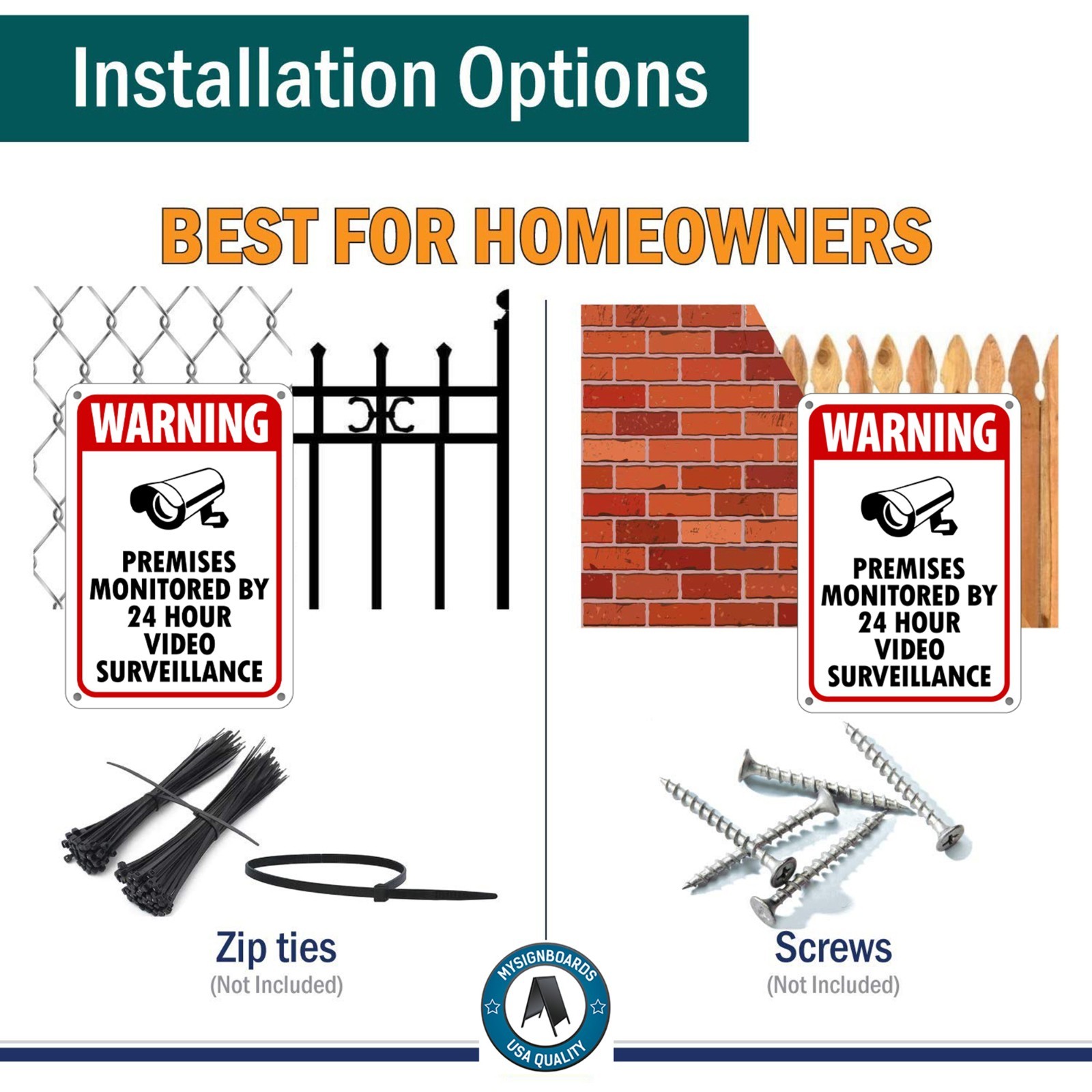 WARNING SIGNS 24 HOUR VIDEO SURVEILLANCE SECURITY SIGN – CCTV CAMERA SIGN
