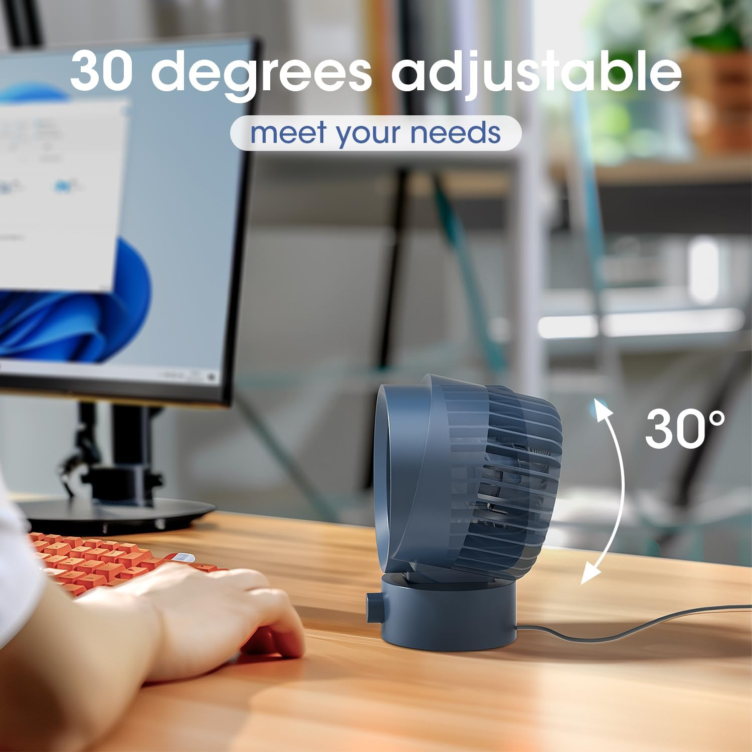Mini USB Desk Fan Quiet Portable Cooling Fan Stepless Speed Adjustable