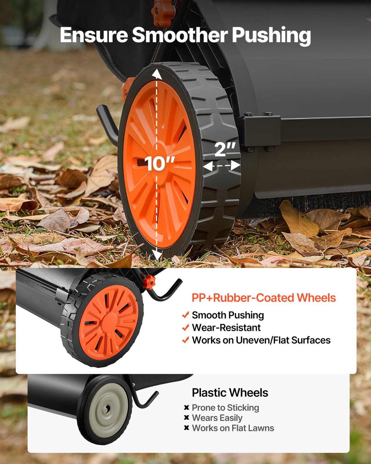 VEVOR Push Lawn Sweeper 30 in Leaf & Grass Collector 12 cu. ft. Hopper Bag