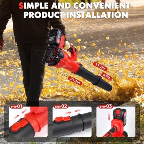 Powerful 650CFM Cordless Leaf Blower, 21V, 6-Speed, 2 Batteries & Charger, Yard