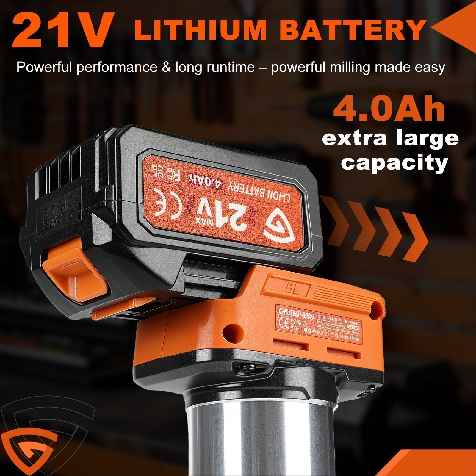 Upgraded 21V Brushless Compact Cordless Wood Router Tool 6 Speeds 2x 21V