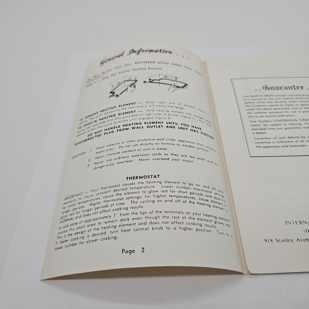 Vintage Broil-King Continious Clean No Turn Boiler Oven – Instructions / Manual