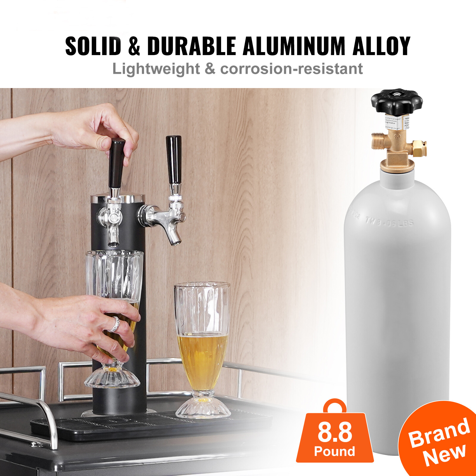 5 lbs Aluminum CO2 Cylinder with CGA320 Valve for Homebrew Draft Beer Aquarium