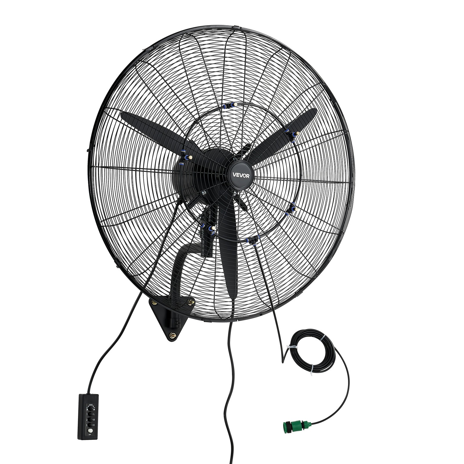 VEVOR Wall Mount Fan 30 in Oscillating w/ Mist 3 Speed IP44 Garage Workshop