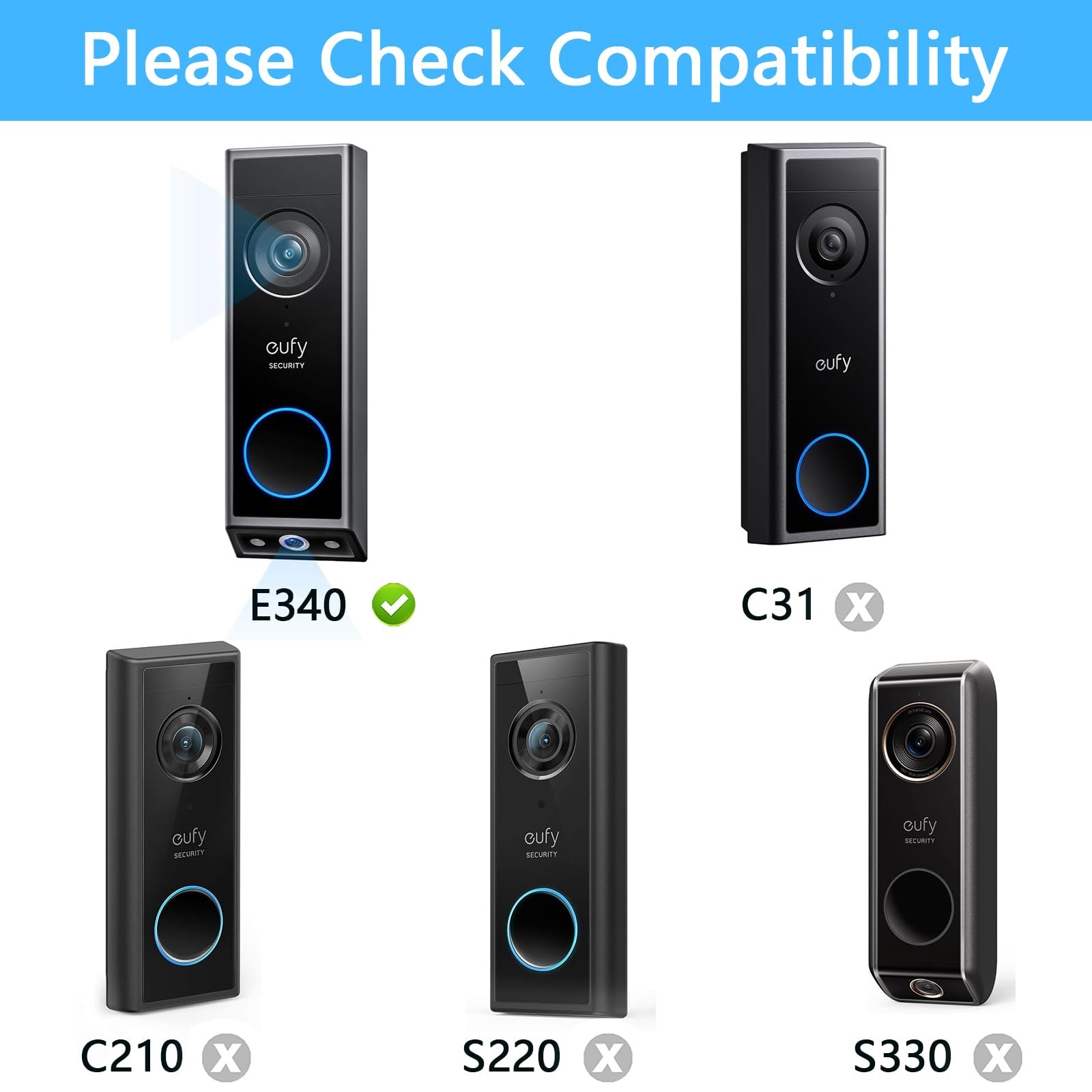 Adjustable 0-35 Degree Doorbell Angle Mount for eufy Security Video Black