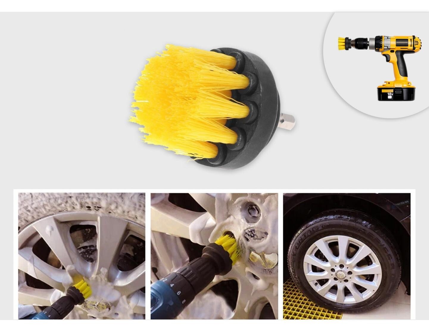 3PCS Drill Brush Power Scrubber Drill Attachments For Carpet Tile Grout Cleaning