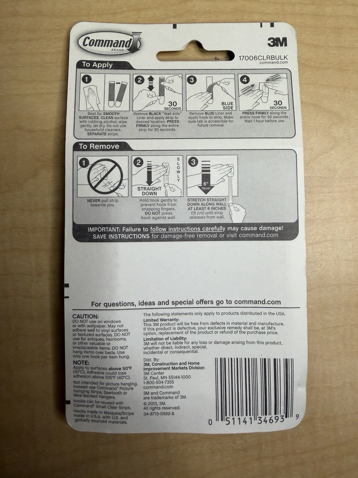 1 Pack 6 each Command Mini Hooks Clear.Holds 0.5 lb. 24 Hooks adhesives total