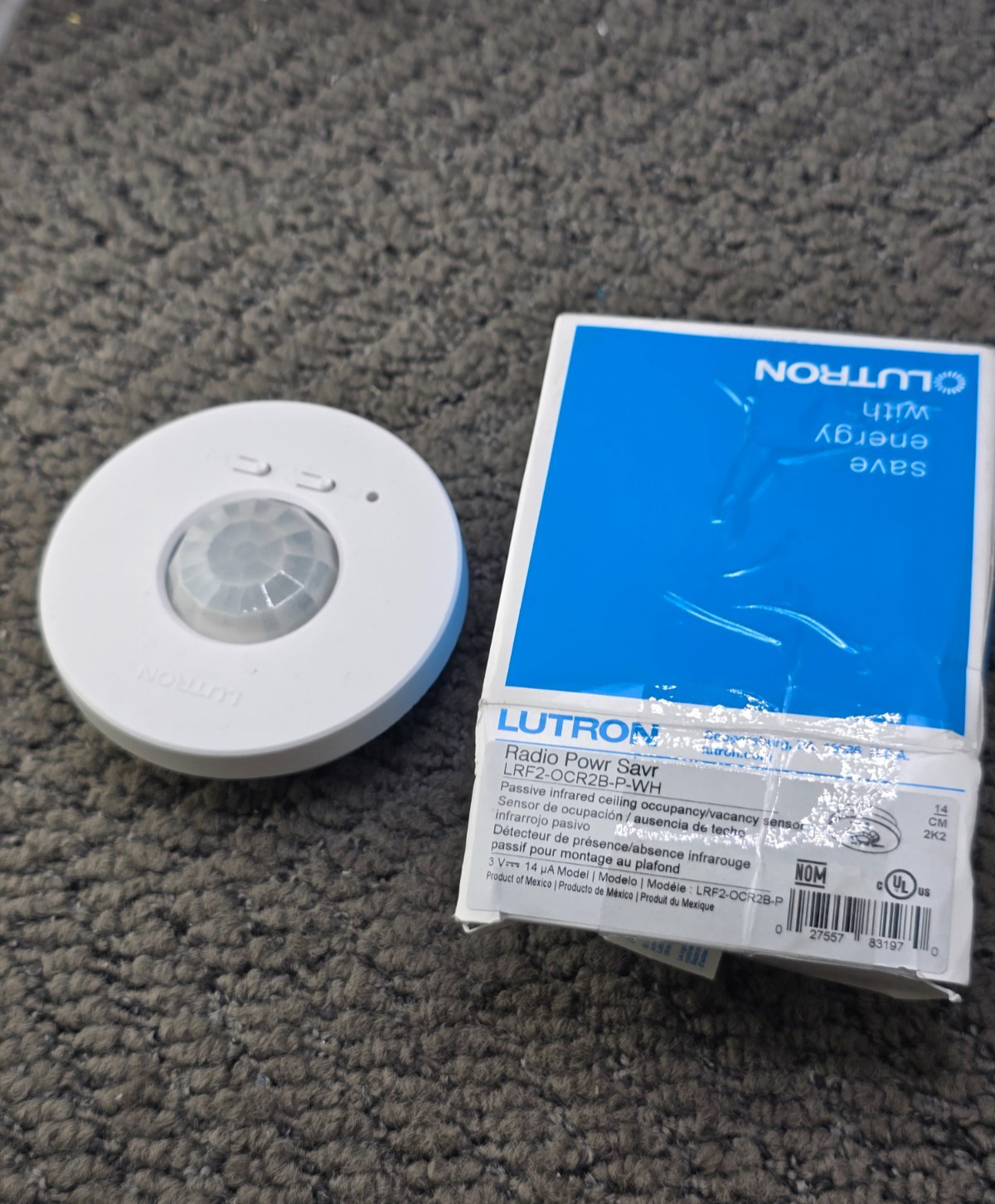 Lutron LRF2-OCR2B-P-WH Wireless Radio Power Saver Occupancy and Vacancy Sensor