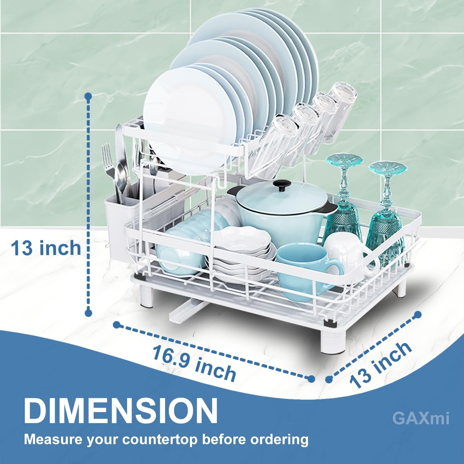 Over Sink Dish Drying Rack 2-Tier Stainless Steel Kitchen Shelf Cutlery Drainer