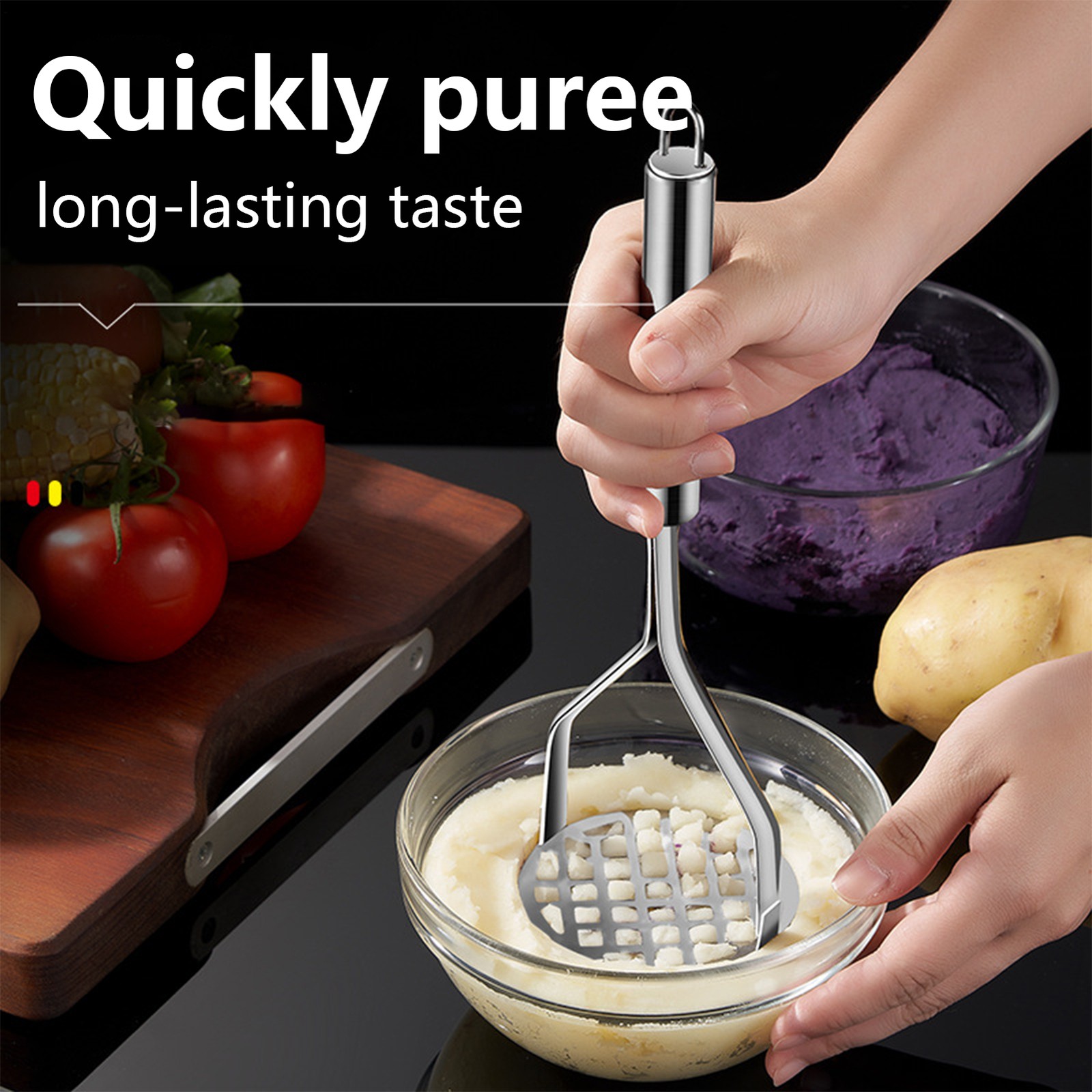Stainless Steel Manual Potato Press Kitchen Tool Potato Masher Home Food Grater