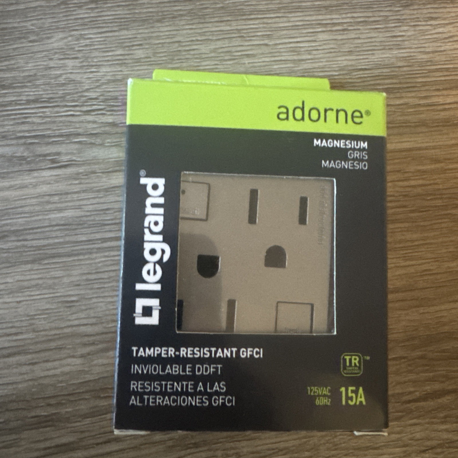 Legrand Adorne 15A Tamper-Resistant GFCI Outlet – Magnesium – AGFTR2152M4 310993