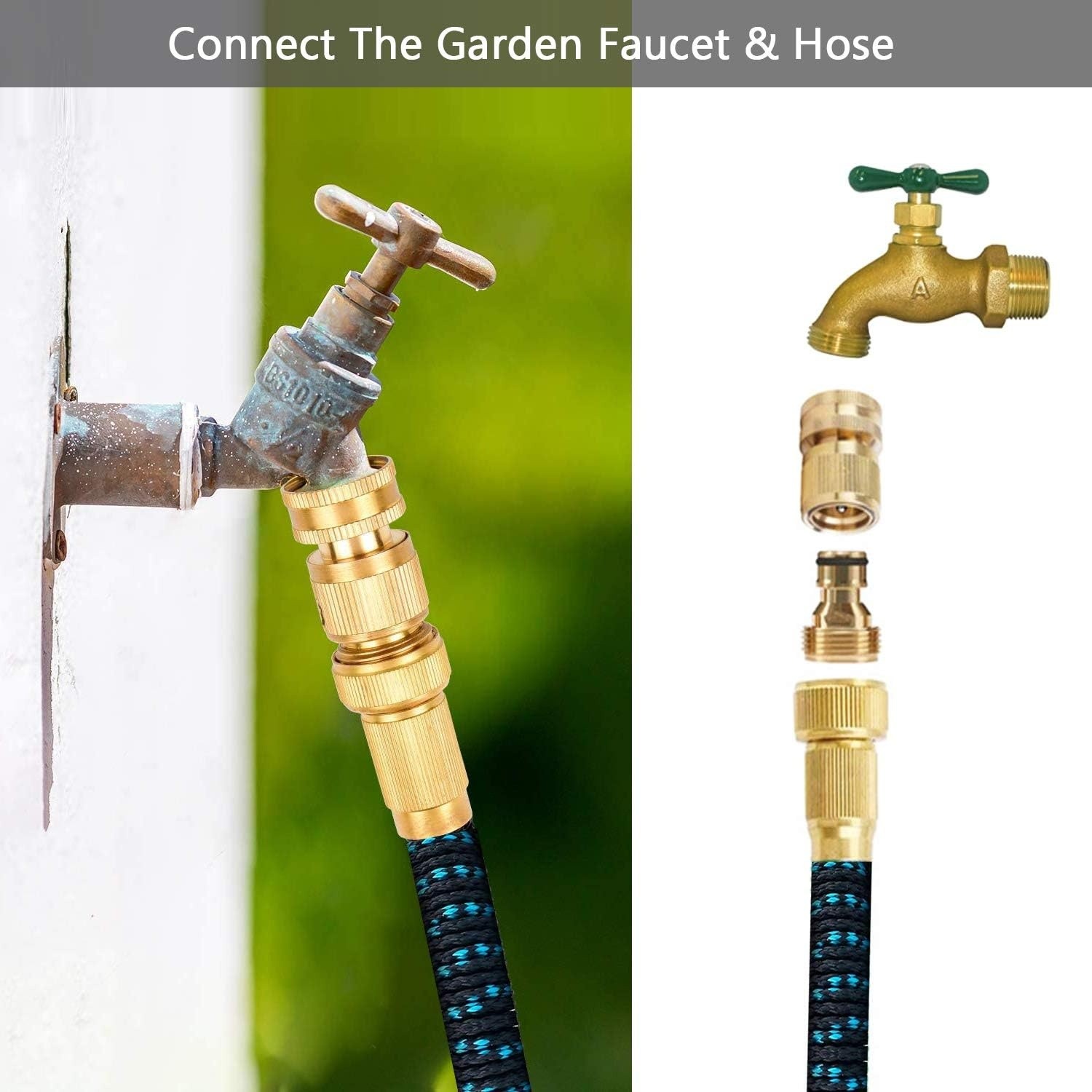 US Garden Hose Quick Connect Water Hose 3/4″ Fit Brass Female Male Connector Set