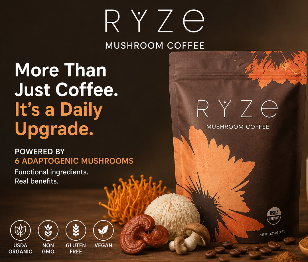 RYZE MUSHROOM Coffee new 30 Servings USDA Organic Gut Health Supplement