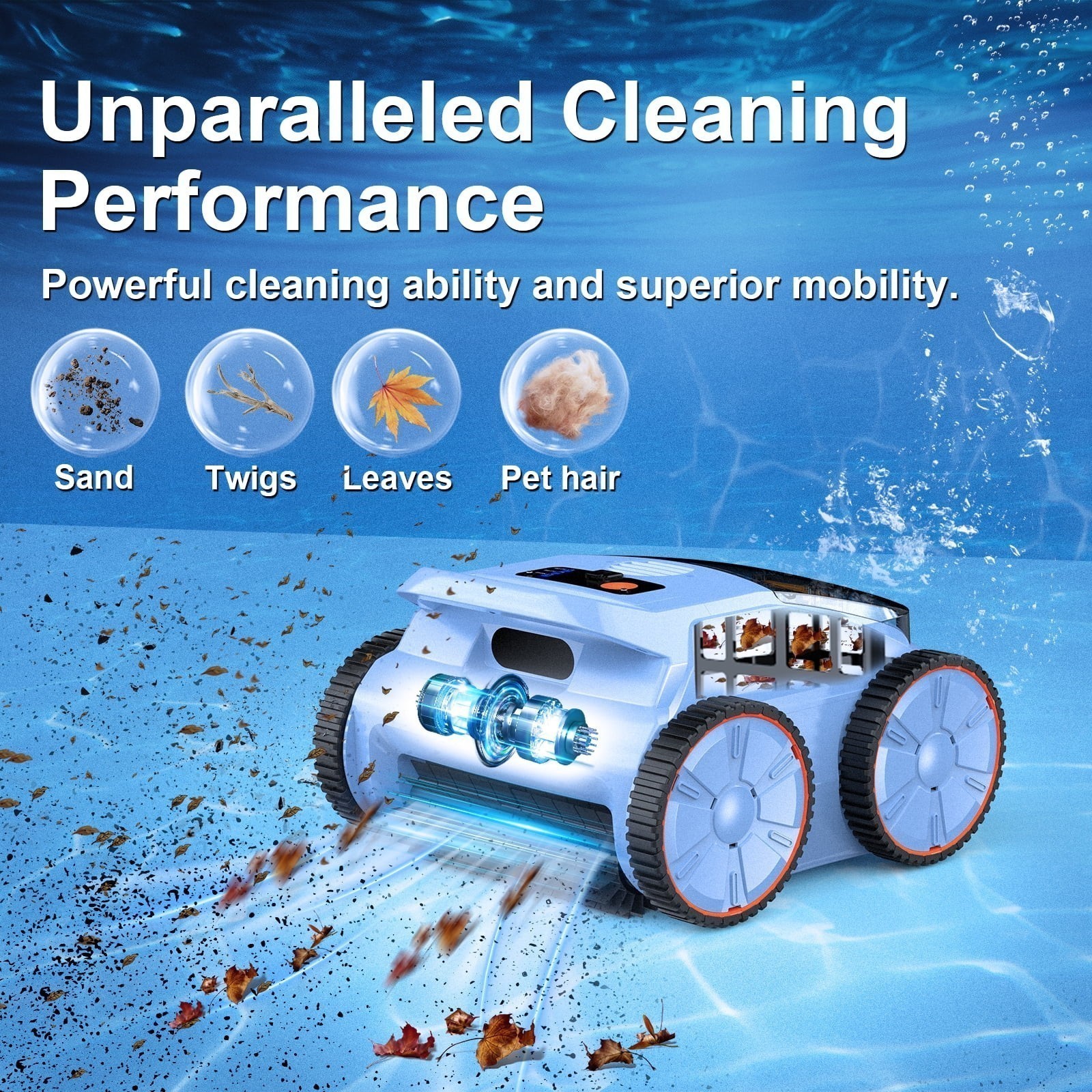 (2025New) Seauto SAT 20 Robotic Pool Vacuum up to 180 Mins Runtime Wall Climbing