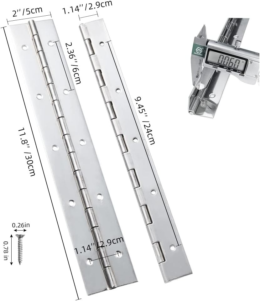 Marine Grade Stainless Steel 12″ Piano Hinge Set