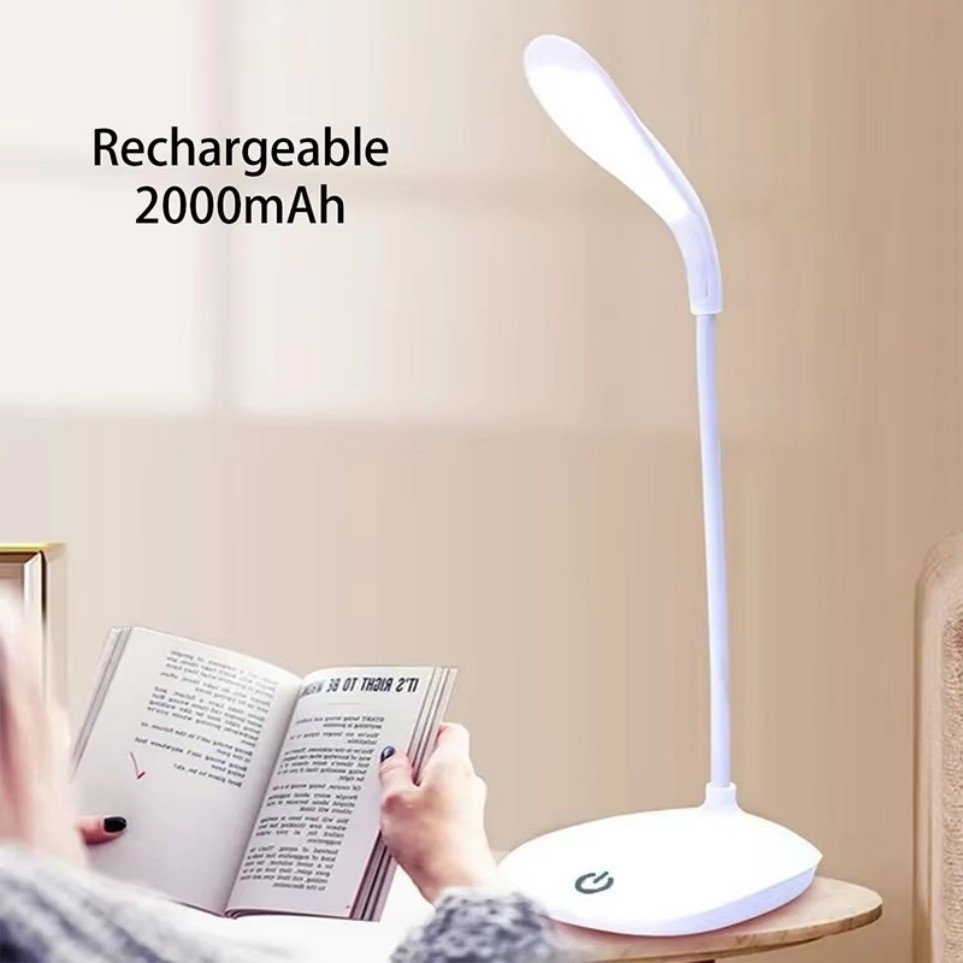 USB LED Desk Light Dimmable Bedside Reading Lamp Rechargeable Touch Control -&=#